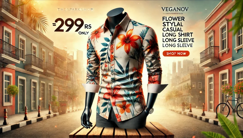 299 Rs Only Flower Style Casual Men Shirt Long Sleeve Thesparkshop.in - Veganov Trichy